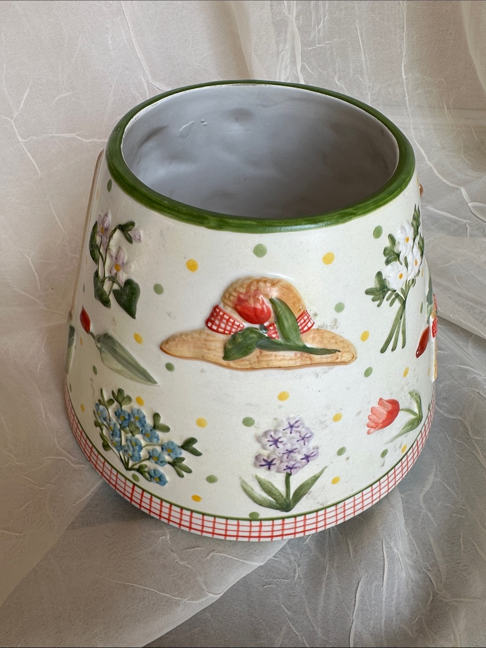 Yankee Candle Vintage Ceramic Jar Shade Topper - Garden Gingham Floral